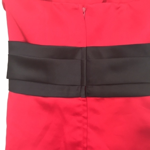 COLOUR Kenneth Winston strapless satin sweetheart neck dress size 4 red black - Picture 5 of 10